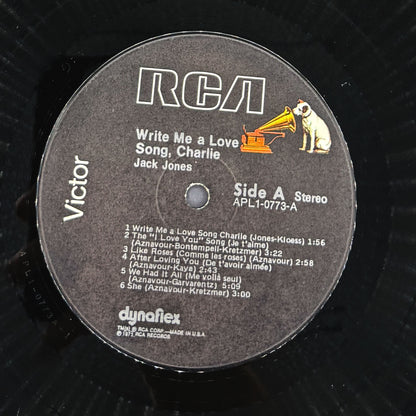 Jack Jones – Write Me A Love Song, Charlie SIGNED! [VINYL LP] 1975 • RCA Victor