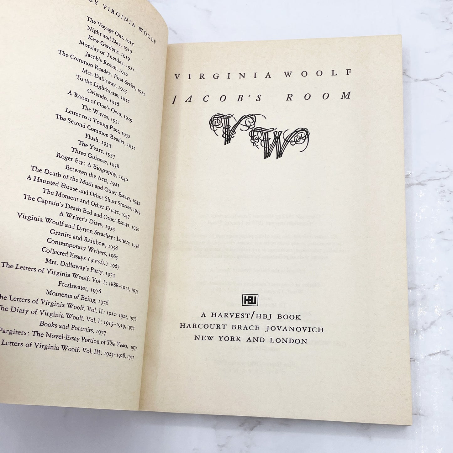 Jacob's Room by Virginia Woolf [FIRST TRADE PAPERBACK PRINTING] 1978 • Harvest HBJ