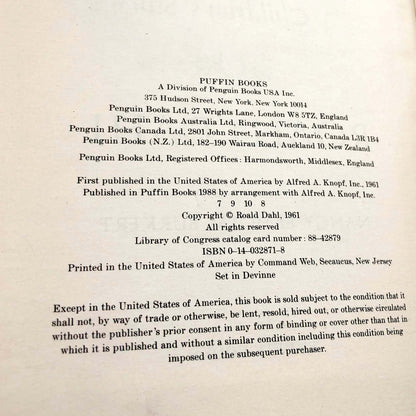 James and the Giant Peach by Roald Dahl [PERMA-BOUND HARDCOVER] 1988 • Puffin