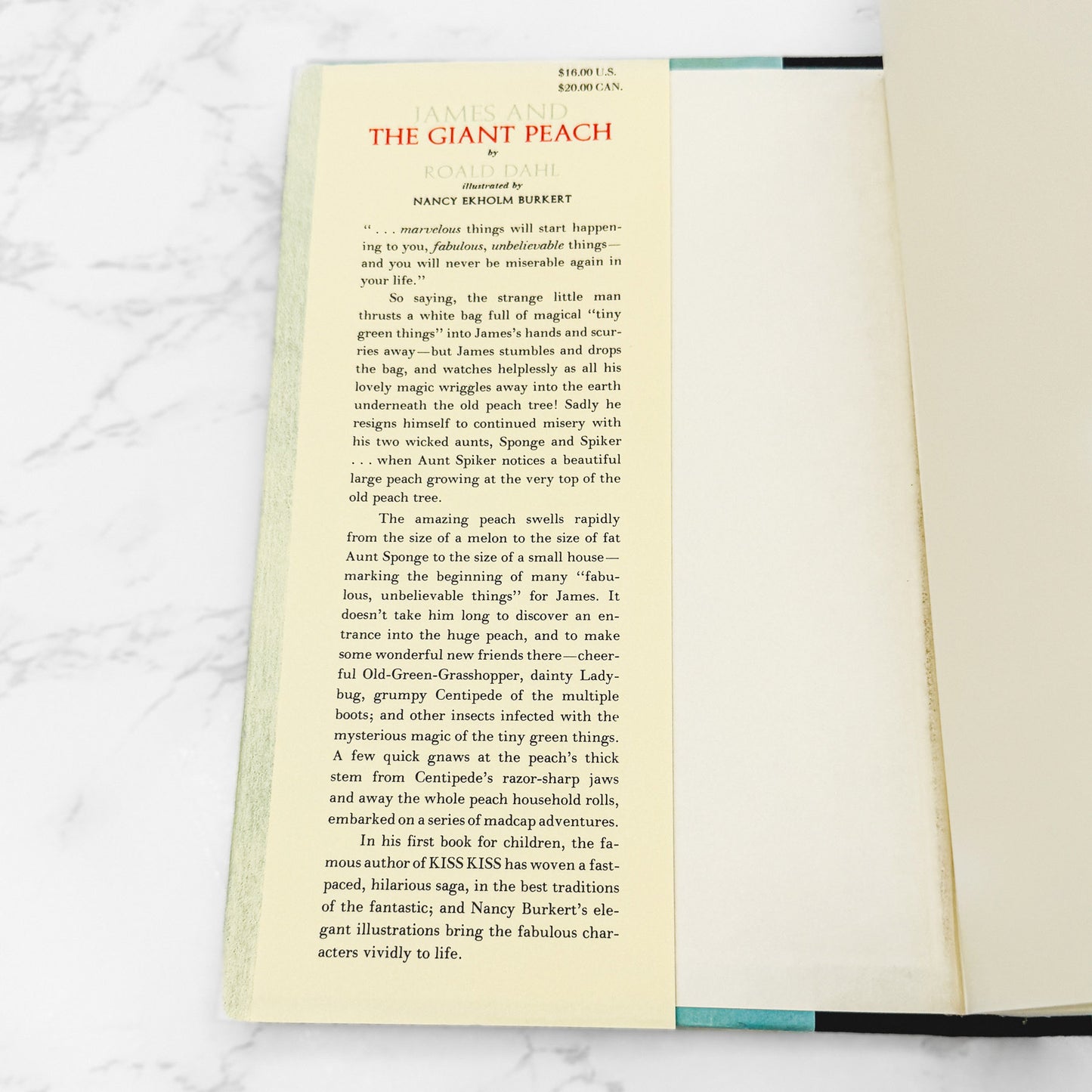 James and the Giant Peach by Roald Dahl [U.S. FIRST EDITION] 1989 Reprint • Knopf