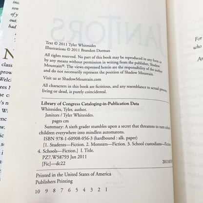 Janitors by Tyler Whitesides SIGNED! [FIRST EDITION • FIRST PRINTING] 2011 • Shadow Mountain