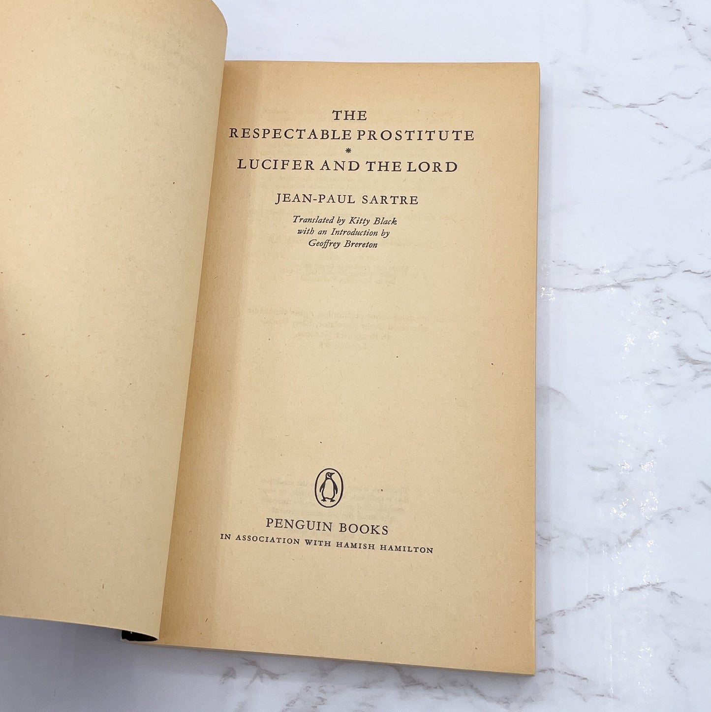 Two Plays: The Respectable Prostitute & Lucifer and the Lord by Jean-Paul Sartre [FIRST U.K. PAPERBACK PRINTING] 1963 • Penguin Books
