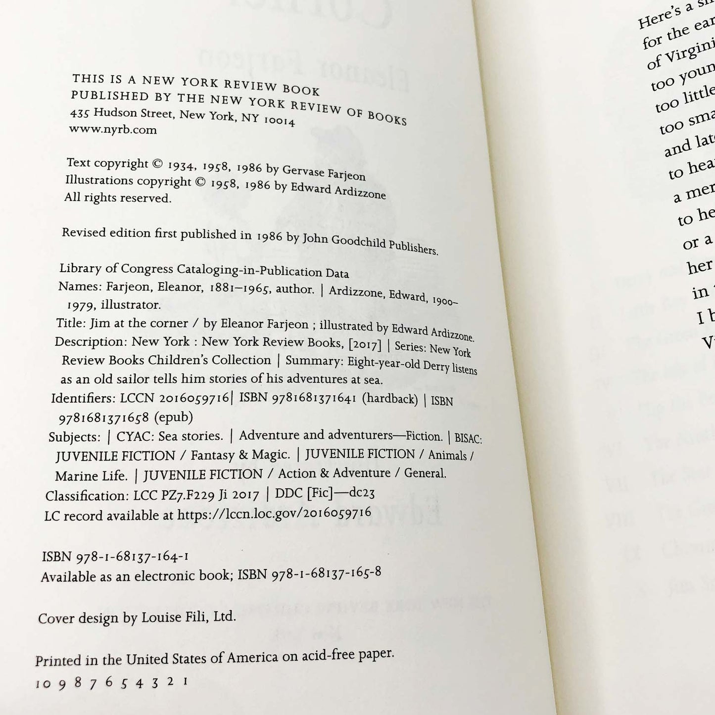 Jim at the Corner by Eleanor Farjeon [HARDCOVER RE-ISSUE] 2017 • NYR