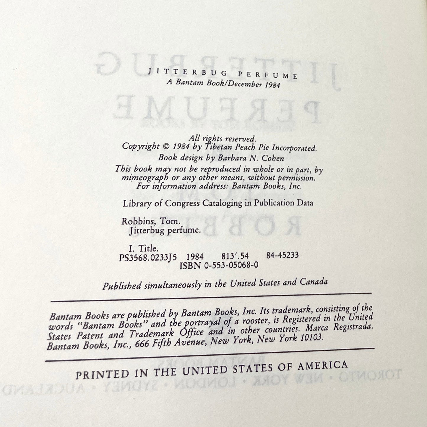 Jitterbug Perfume by Tom Robbins [FIRST EDITION TRADE PAPERBACK] 1984 • Bantam Books