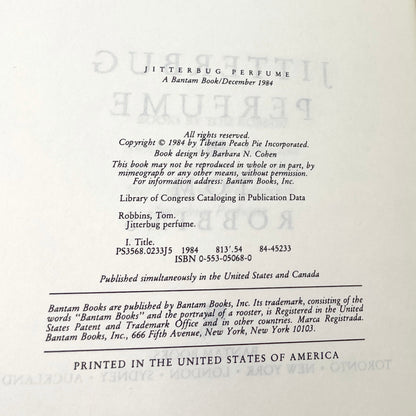 Jitterbug Perfume by Tom Robbins [FIRST EDITION TRADE PAPERBACK] 1984 • Bantam Books