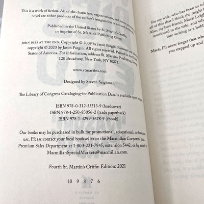 John Dies at the End by Jason Pargin aka David Wong [UPDATED SPECIAL EDITION] 2021 • St. Martin's Griffin