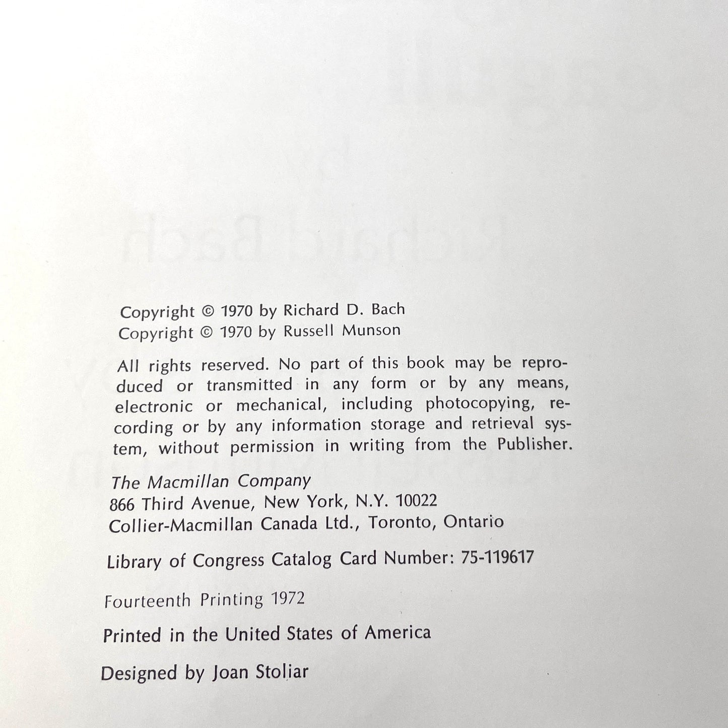Jonathan Livingston Seagull by Richard Bach [FIRST EDITION] 1972 • Macmillan