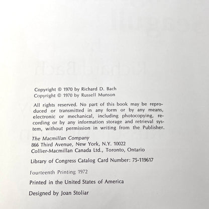 Jonathan Livingston Seagull by Richard Bach [FIRST EDITION] 1972 • Macmillan