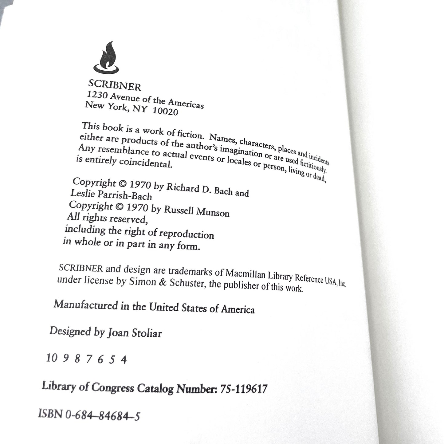 Jonathan Livingston Seagull by Richard Bach [HARDCOVER RE-ISSUE] 1970 • Scribner • Later Printing