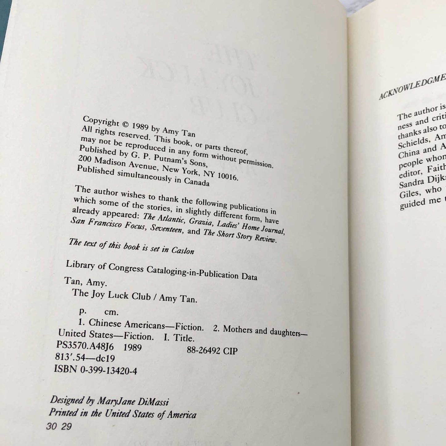 The Joy Luck Club by Amy Tan [FIRST EDITION] 1989 • G.P. Putnam's Sons