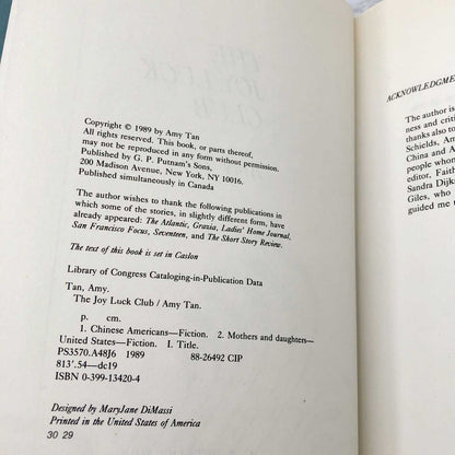 The Joy Luck Club by Amy Tan [FIRST EDITION] 1989 • G.P. Putnam's Sons