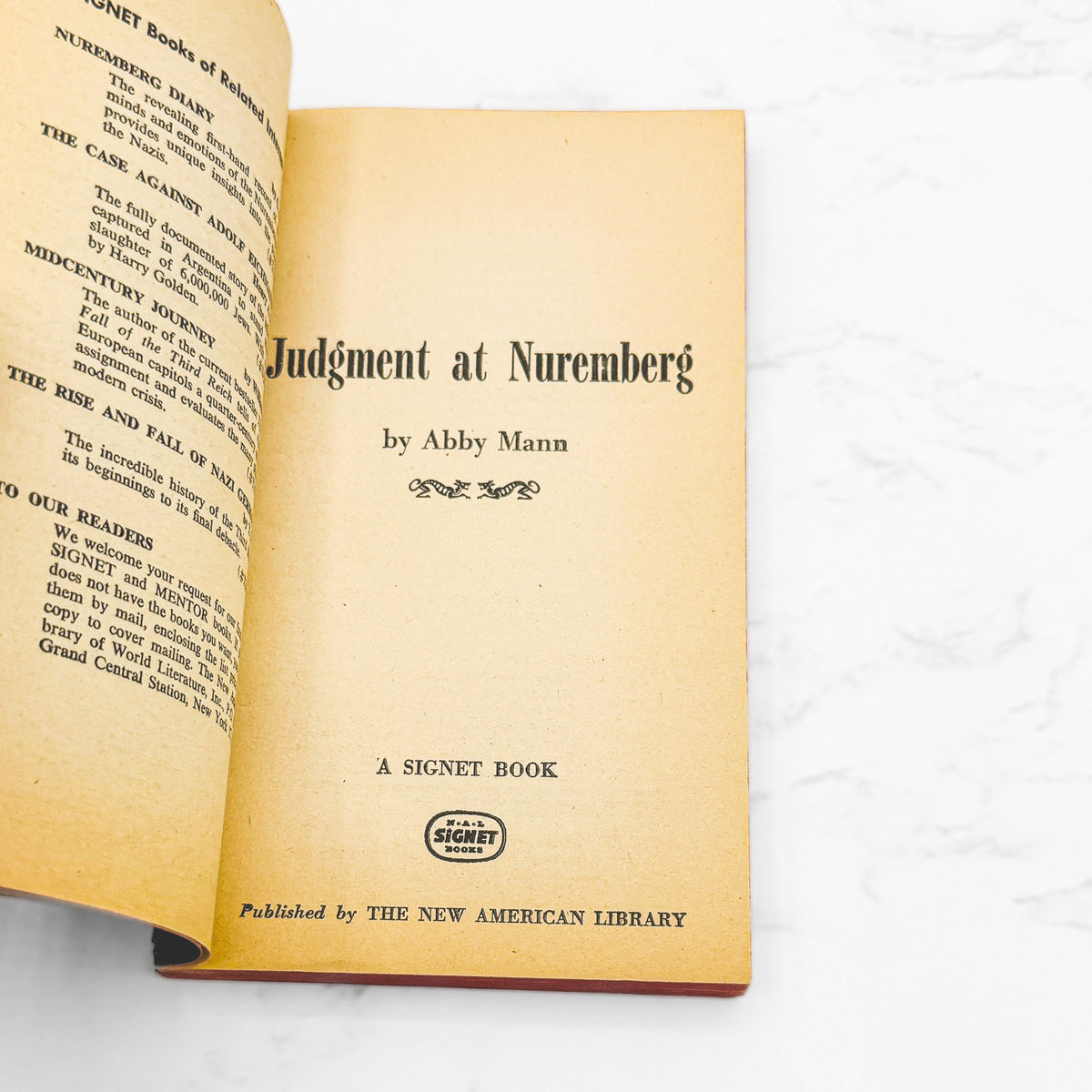 Judgement at Nuremberg by Abby Mann [FIRST PAPERBACK PRINTING] 1961 • Signet • Movie Tie-in