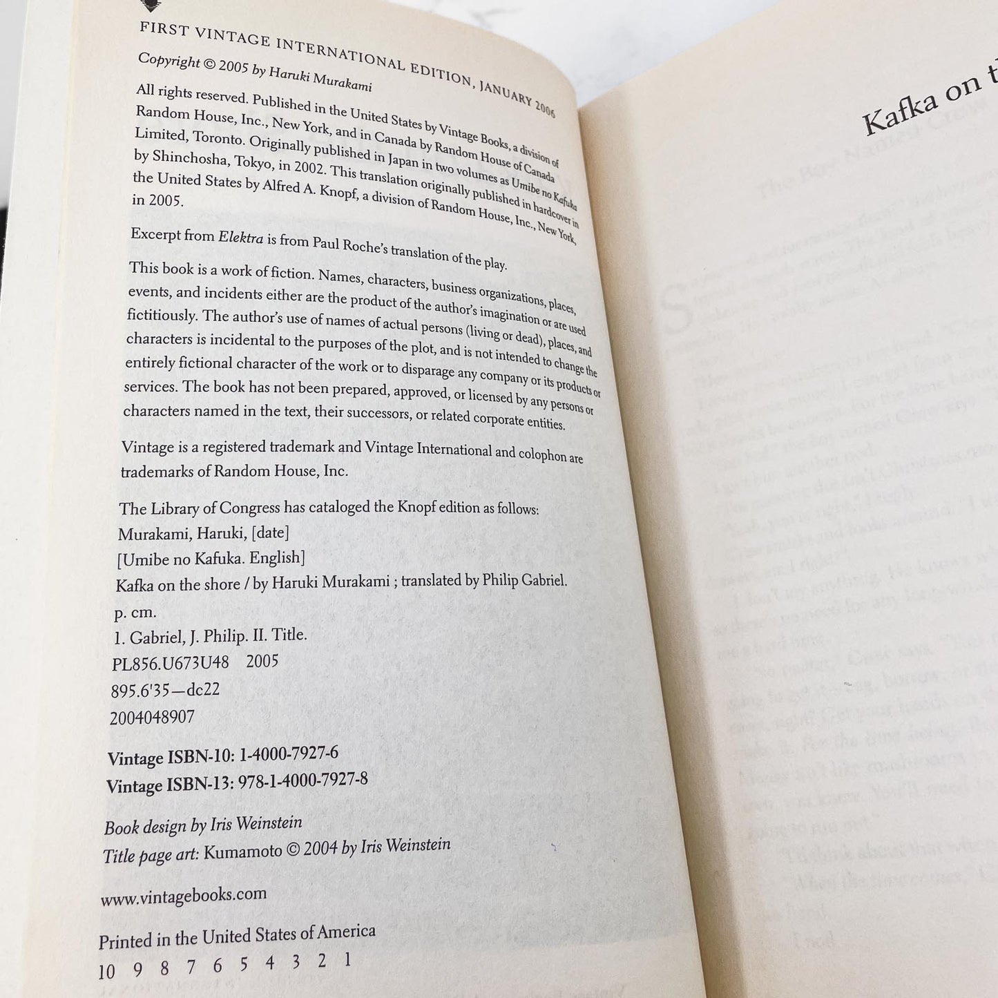 Kafka on the Shore by Haruki Murakami [FIRST U.S. PAPERBACK PRINTING] 2006 • Vintage International