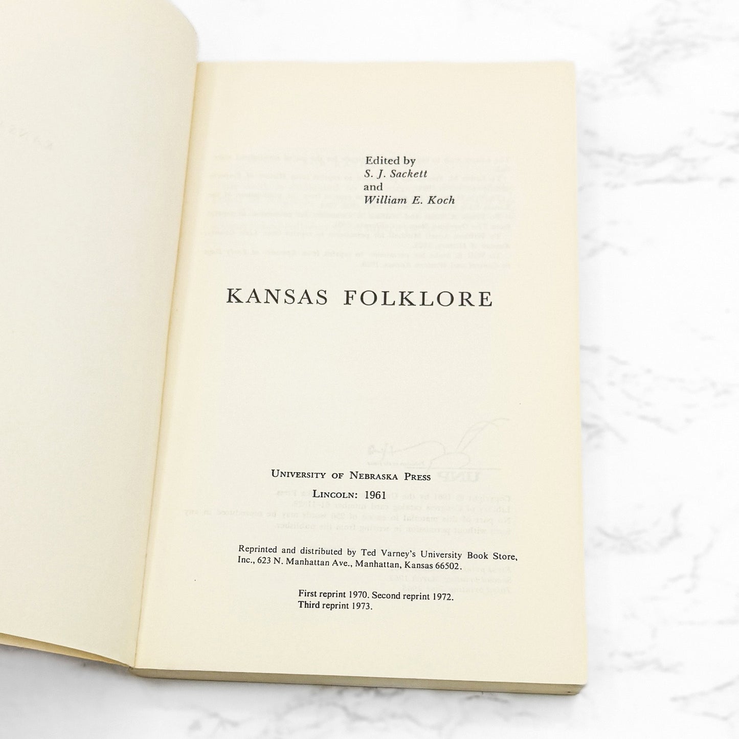 Kansas Folklore edited by S.J. Sackett & William E. Koch [FIRST EDITION PAPERBACK] 1973 • University of Nebraska