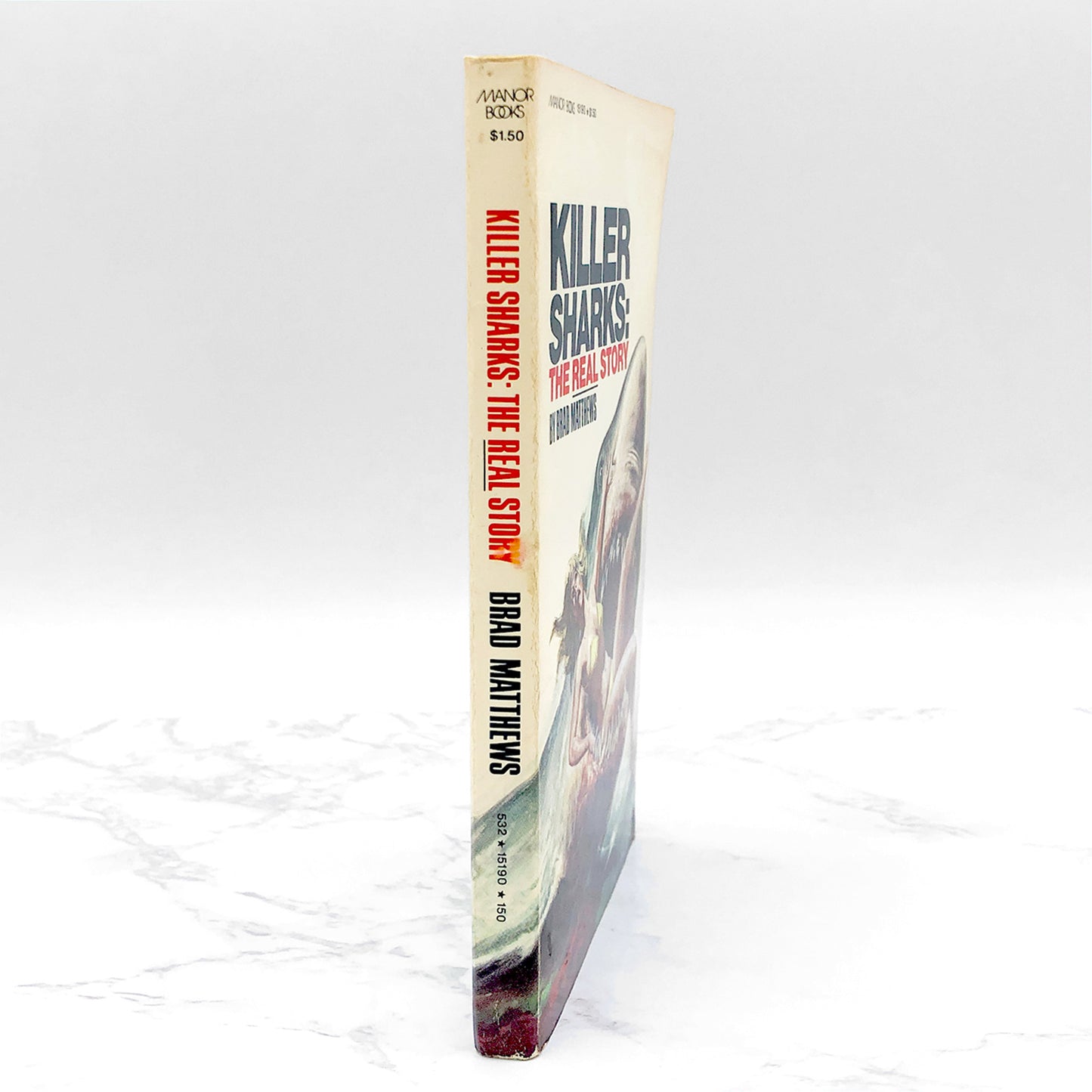 Killer Sharks: the Real Story by Brad Matthews aka Nelson DeMille [FIRST EDITION PAPERBACK] 1976 • Manor Books