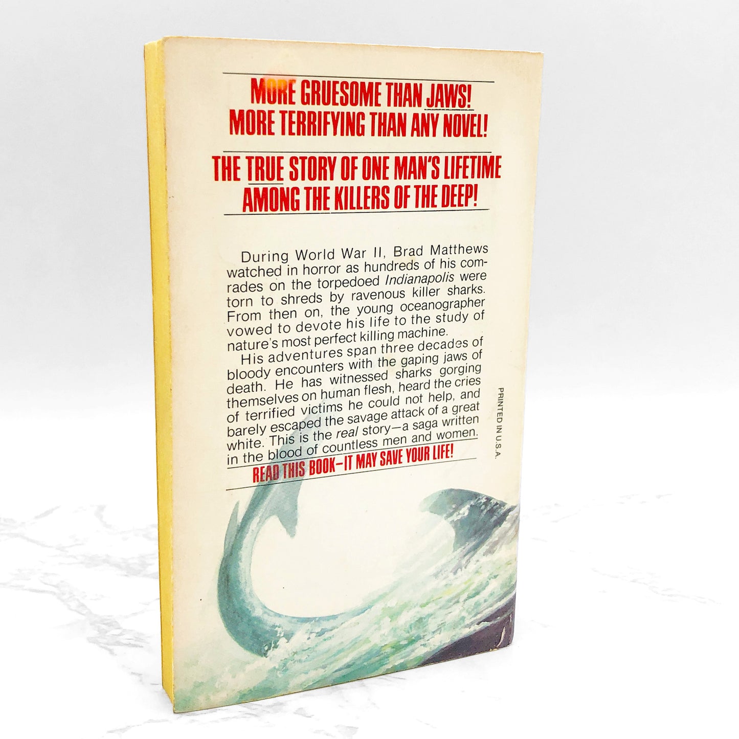 Killer Sharks: the Real Story by Brad Matthews aka Nelson DeMille [FIRST EDITION PAPERBACK] 1976 • Manor Books