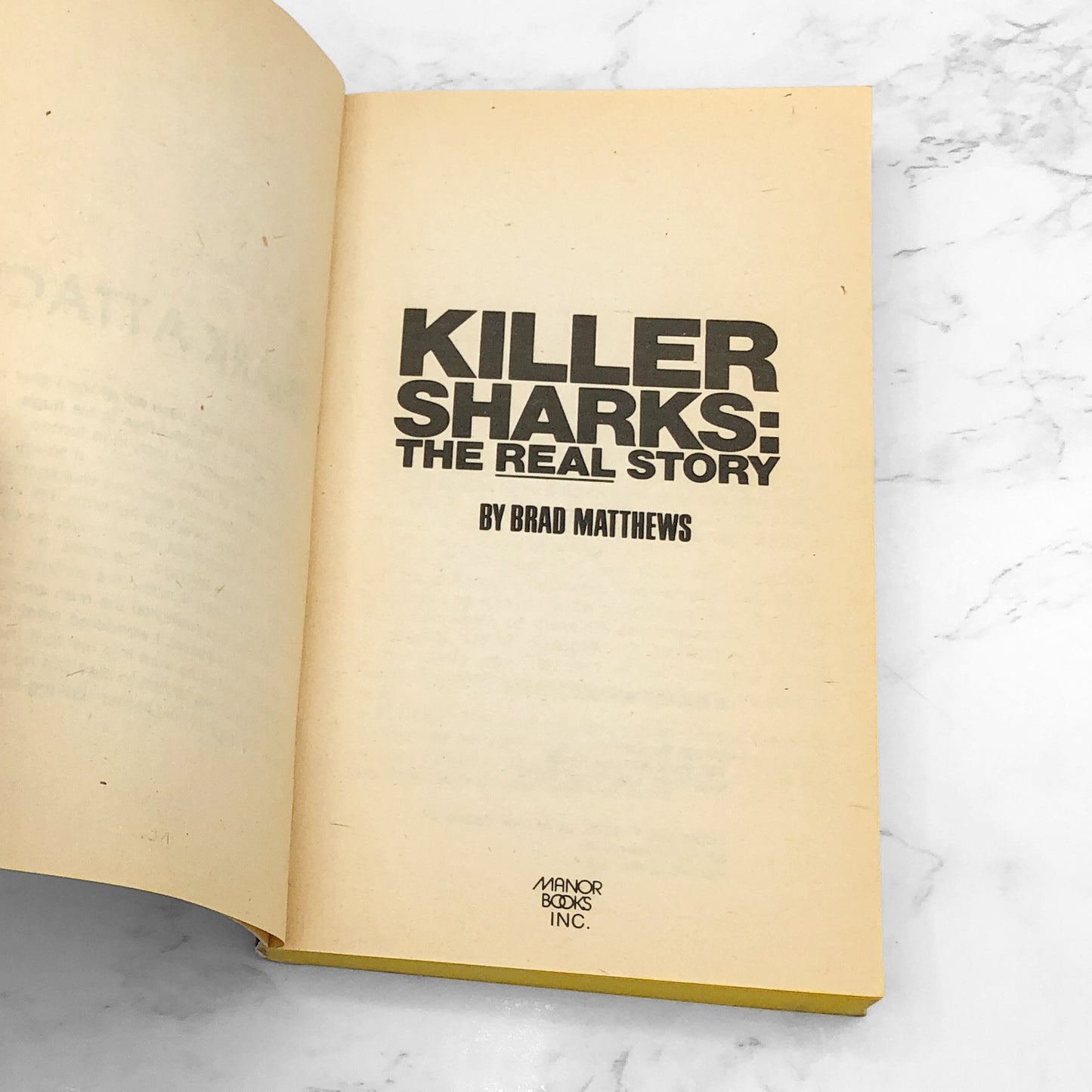 Killer Sharks: the Real Story by Brad Matthews aka Nelson DeMille [FIRST EDITION PAPERBACK] 1976 • Manor Books