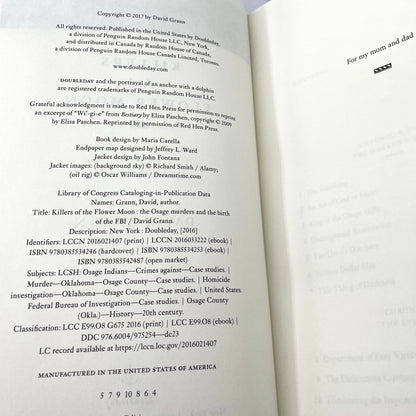 Killers of the Flower Moon: The Osage Murders & the Birth of the FBI by David Grann [FIRST EDITION] 2017 • Doubleday