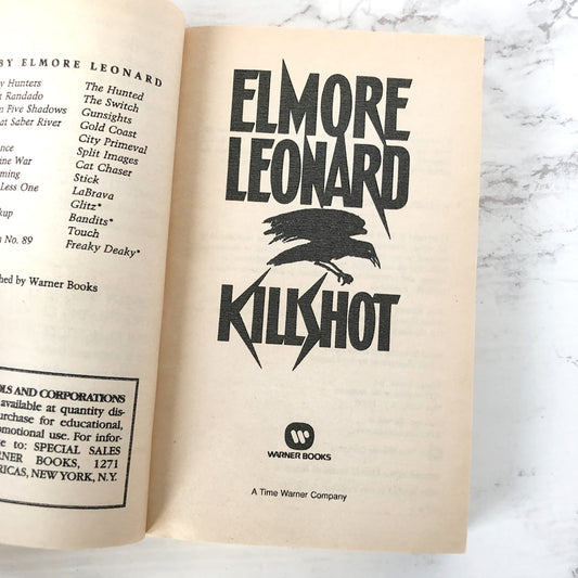Killshot by Elmore Leonard [FIRST PAPERBACK EDITION] 1990 • Warner Books