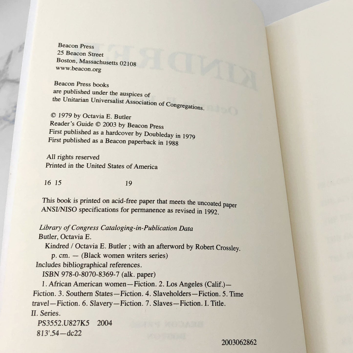 Kindred by Octavia E. Butler [TRADE PAPERBACK RE-ISSUE] 2003 • Beacon