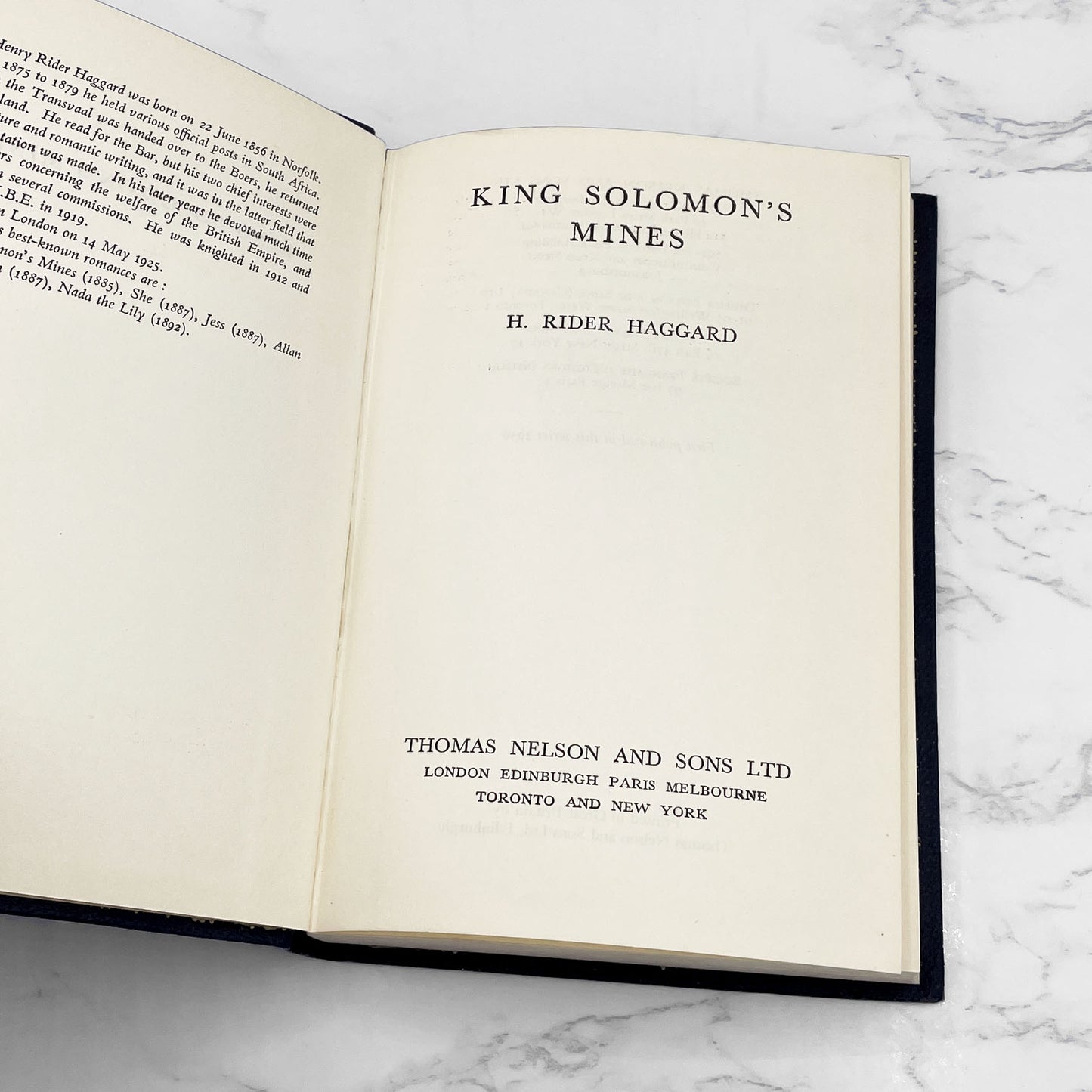 King Solomon's Mines by H. Rider Haggard [U.K. POCKET HARDCOVER] 1956 • Thomas Nelson & Sons • Leather-Bound