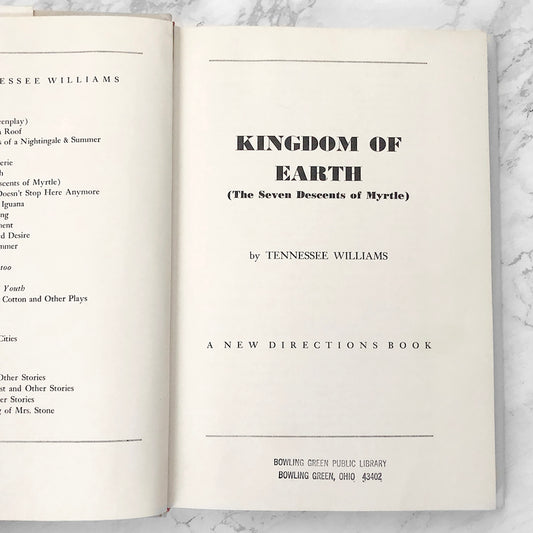 Kingdom of Earth by Tennessee Williams [FIRST EDITION] 1968 • New Directions