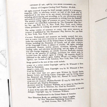 Kingdom of Earth by Tennessee Williams [FIRST EDITION] 1968 • New Directions