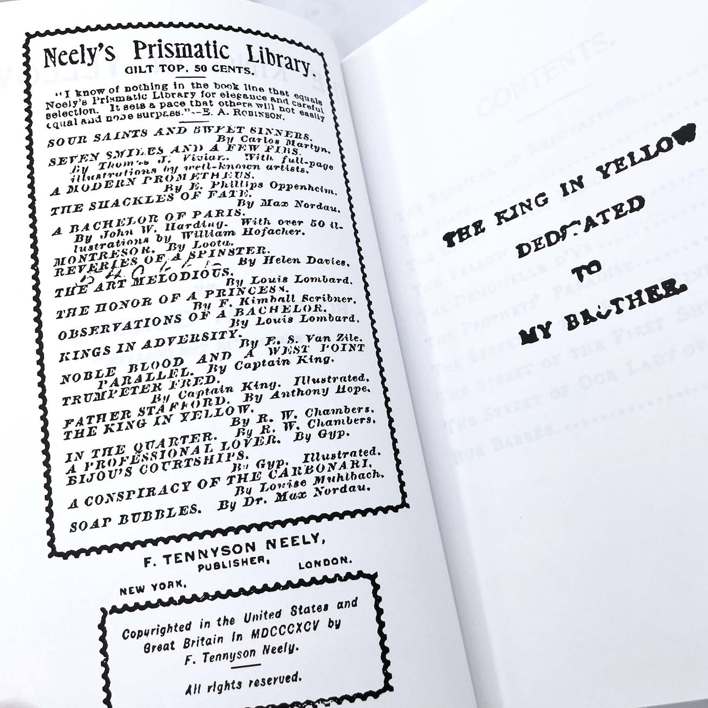 The King in Yellow by Robert W. Chambers [TRADE PAPERBACK] 2010 • Forgotten Books • Remastered Facsimile Text