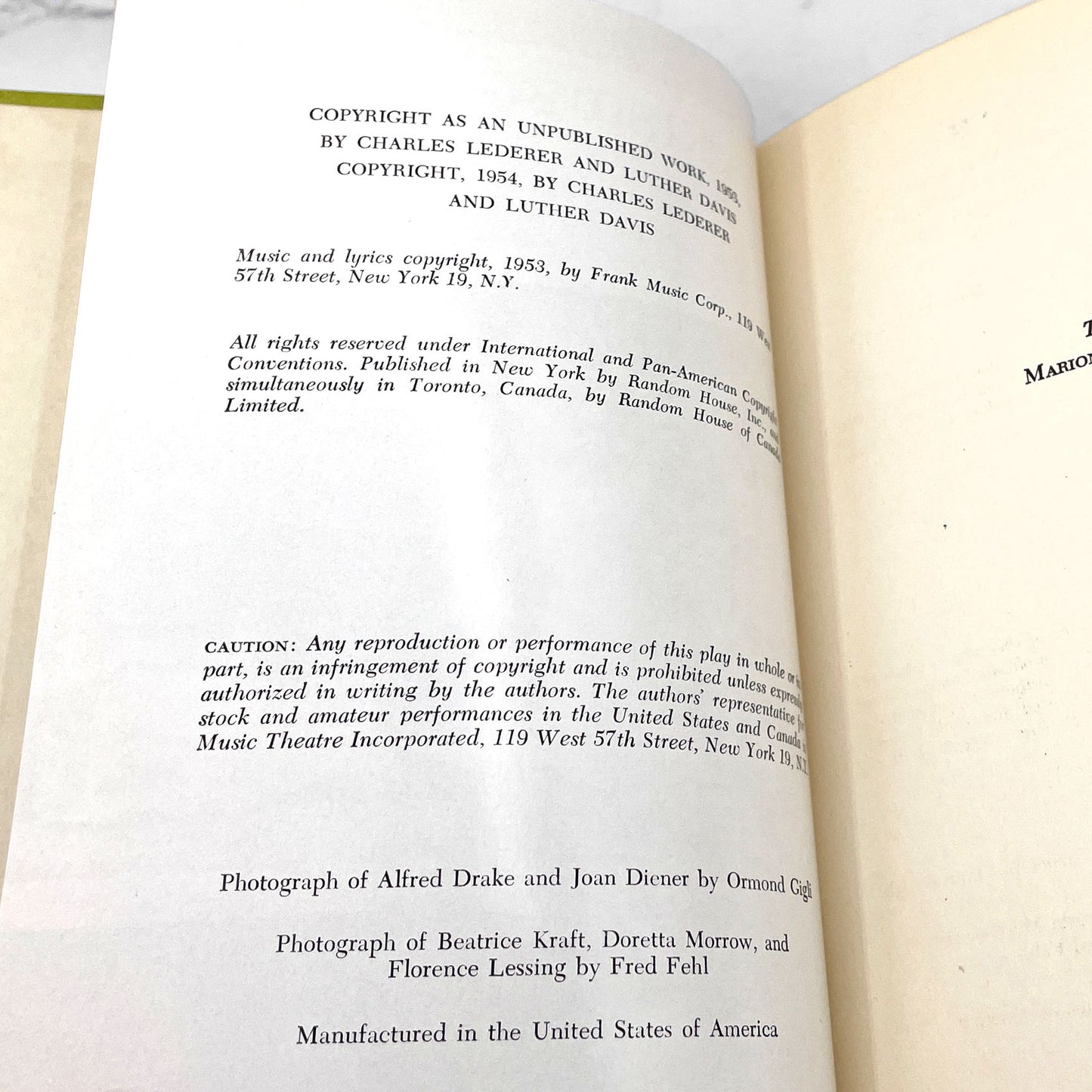 Kismet: A Musical Arabian Night by Charles Lederer and Luther Davis [FIRST EDITION • FIRST PRINTING] 1954 • Random House