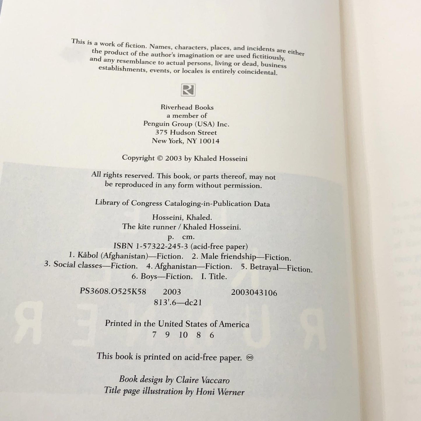 The Kite Runner by Khaled Hosseini [FIRST EDITION] 2003 • Riverhead Books