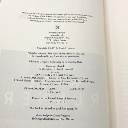 The Kite Runner by Khaled Hosseini [FIRST EDITION] 2003 • Riverhead Books