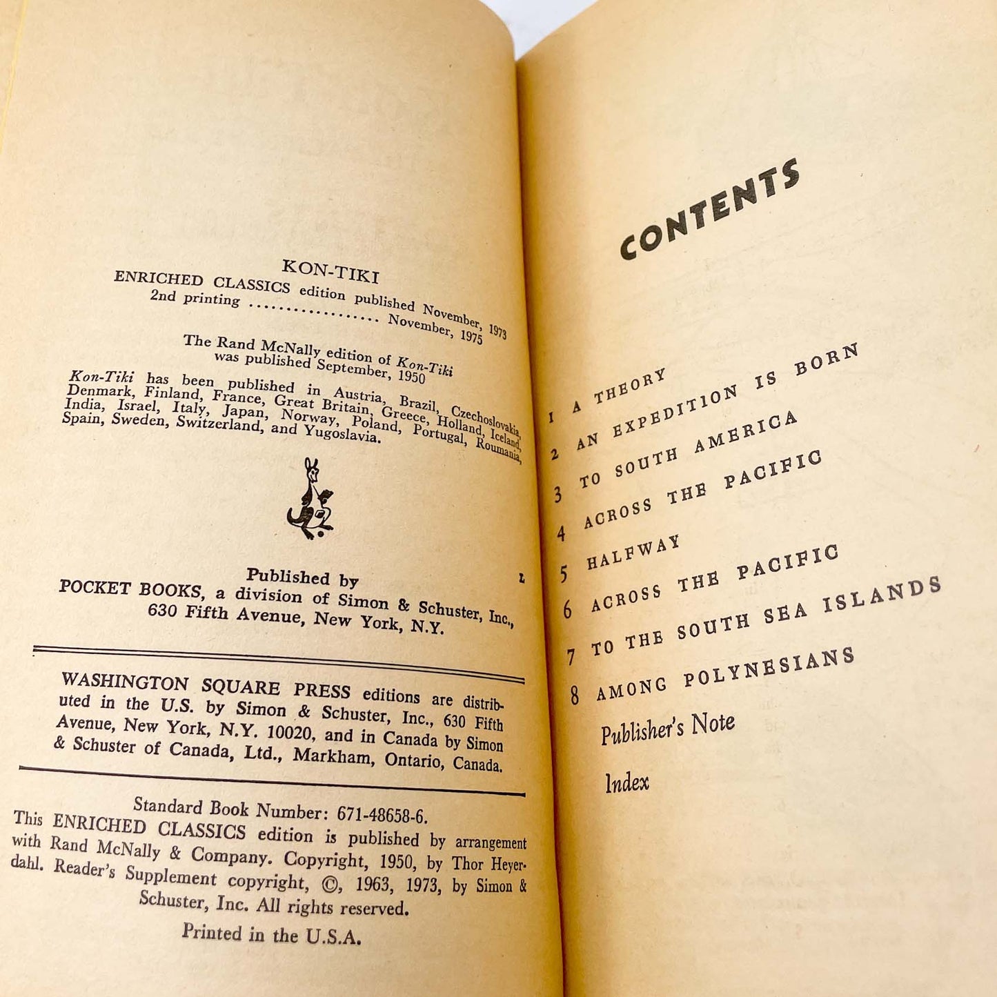 Kon-Tiki by Thor Heyerdahl [1975 PAPERBACK] • Washington Square Press