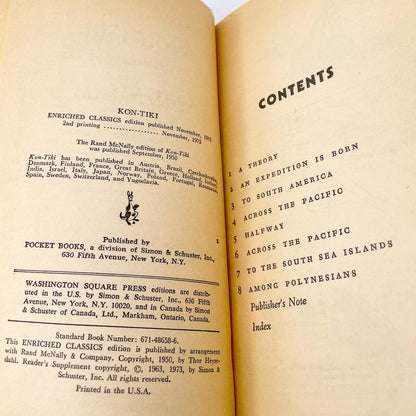 Kon-Tiki by Thor Heyerdahl [1975 PAPERBACK] • Washington Square Press