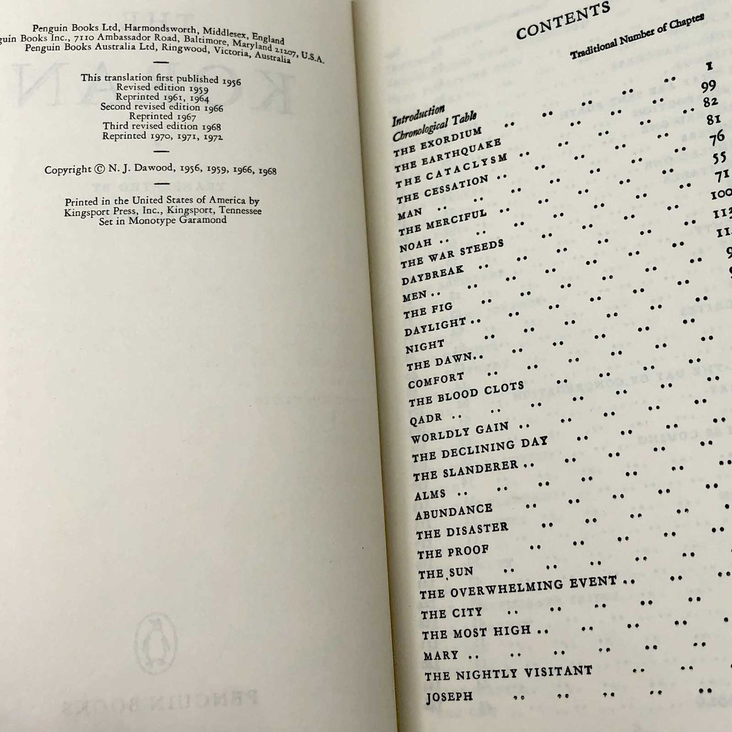 The Koran translated by N.J. Dawood [U.K. PAPERBACK] 1972 • Penguin Books