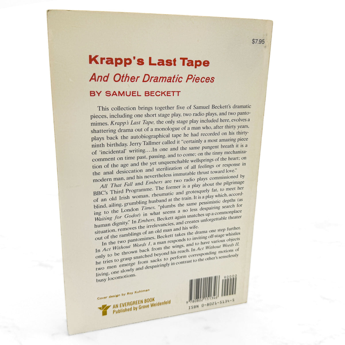 Krapp's Last Tape & Other Dramatic Pieces by Samuel Beckett [TRADE PAPERBACK] 1960 • Grove Weidenfeld