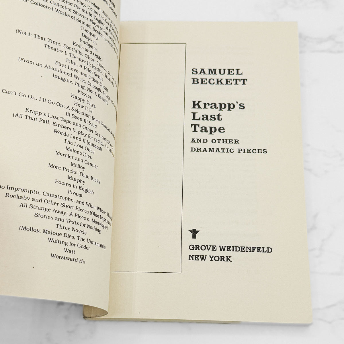 Krapp's Last Tape & Other Dramatic Pieces by Samuel Beckett [TRADE PAPERBACK] 1960 • Grove Weidenfeld