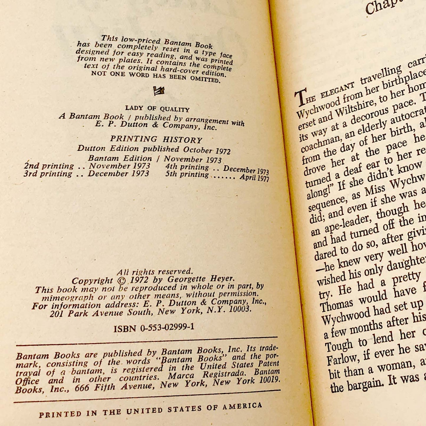 Lady of Quality by Georgette Heyer [1977 PAPERBACK] • Bantam Books