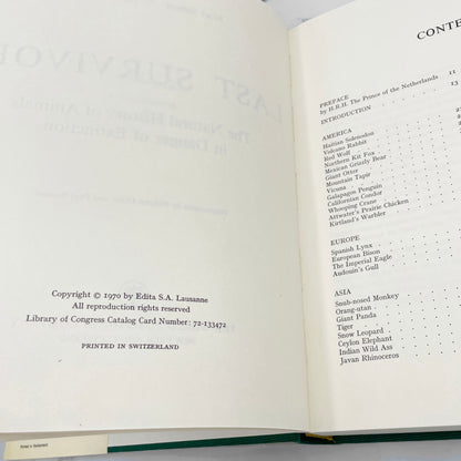 Last Survivors: The Natural History of 48 Animals in Danger of Extinction by Noel Simon [FIRST EDITION] 1970 • World Publishing