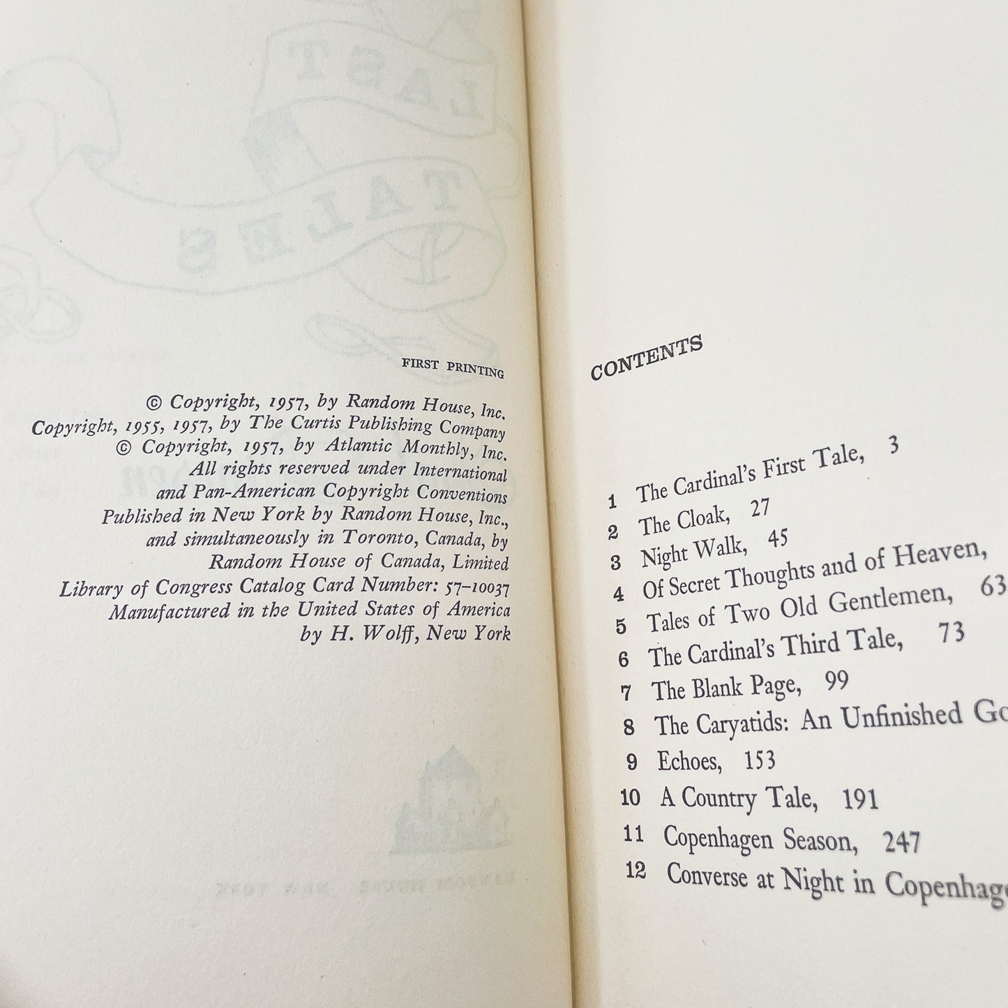 Last Tales by Isak Dinesen [FIRST EDITION • FIRST PRINTING] 1957 • Random House