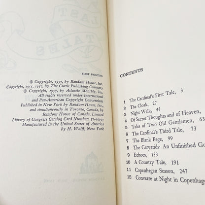 Last Tales by Isak Dinesen [FIRST EDITION • FIRST PRINTING] 1957 • Random House