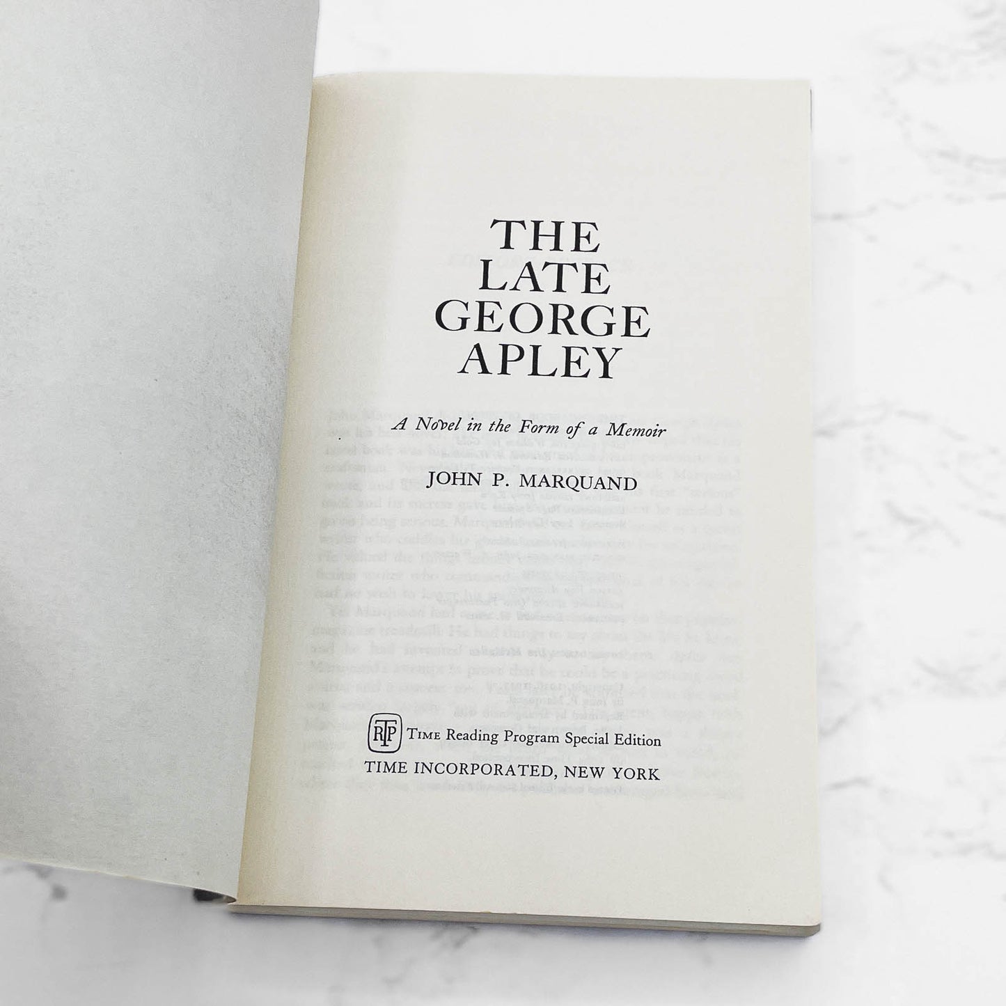 The Late George Apley by John P. Marquand [TRADE PAPERBACK] 1963 • Time Life *Condition