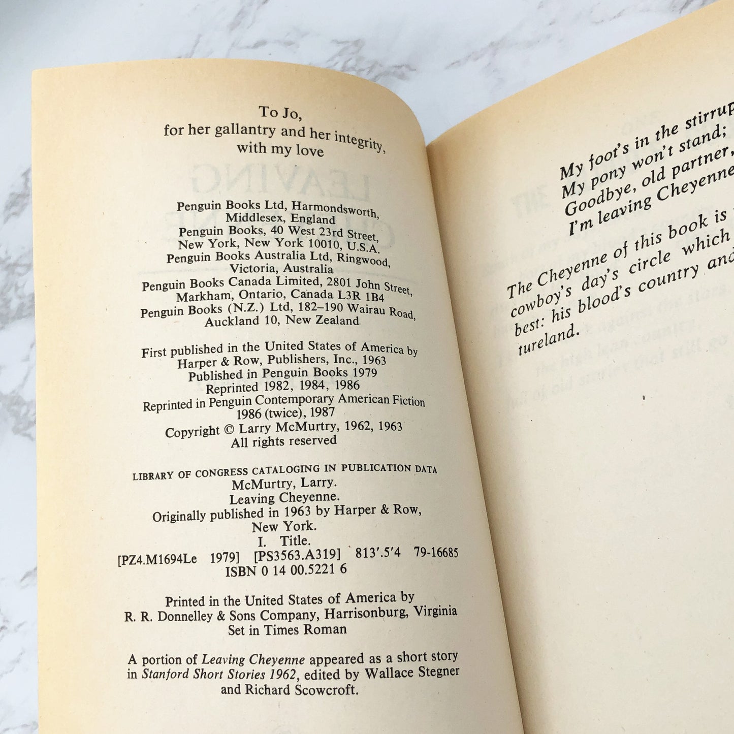 Leaving Cheyenne by Larry McMurtry [TRADE PAPERBACK] 1987 • Penguin