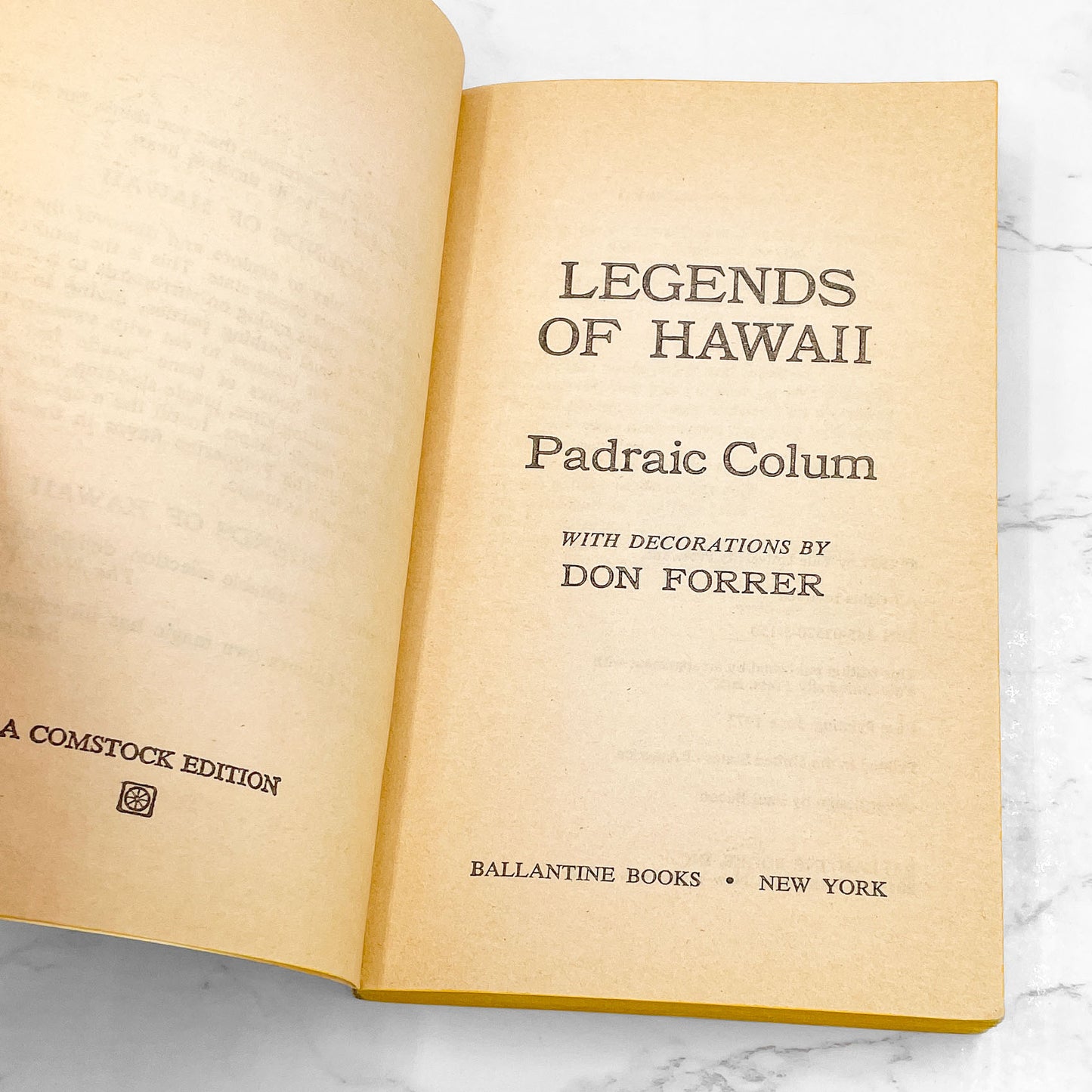 Legends of Hawaii by Padraic Colum [1973 PAPERBACK] • Ballantine
