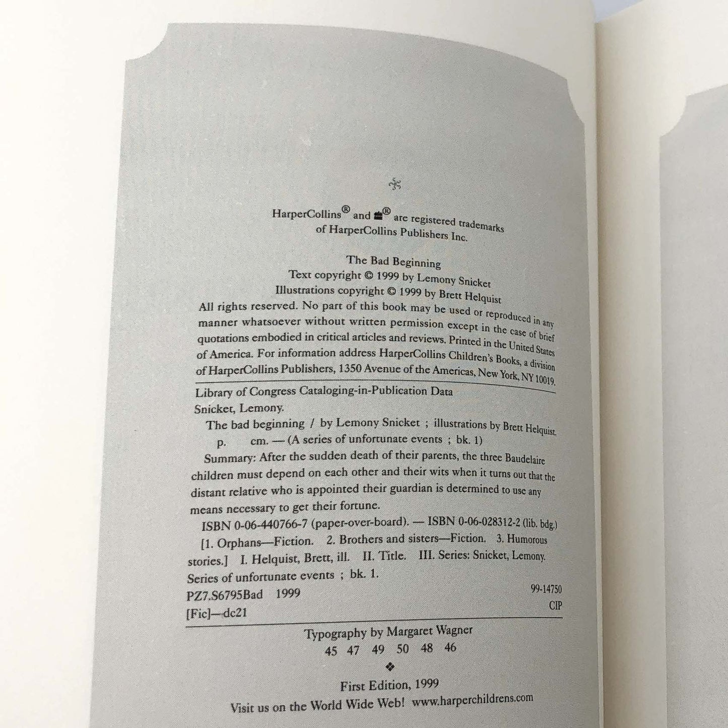 The Bad Beginning by Lemony Snicket [FIRST EDITION] 1999 • A Series of Unfortunate Events #1