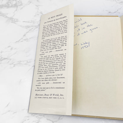 Le Petit Prince (The Little Prince) by Antoine de Saint-Exupéry [FRENCH EDITION HARDCOVER] 11th Print • 1971 • Harcourt Brace & World