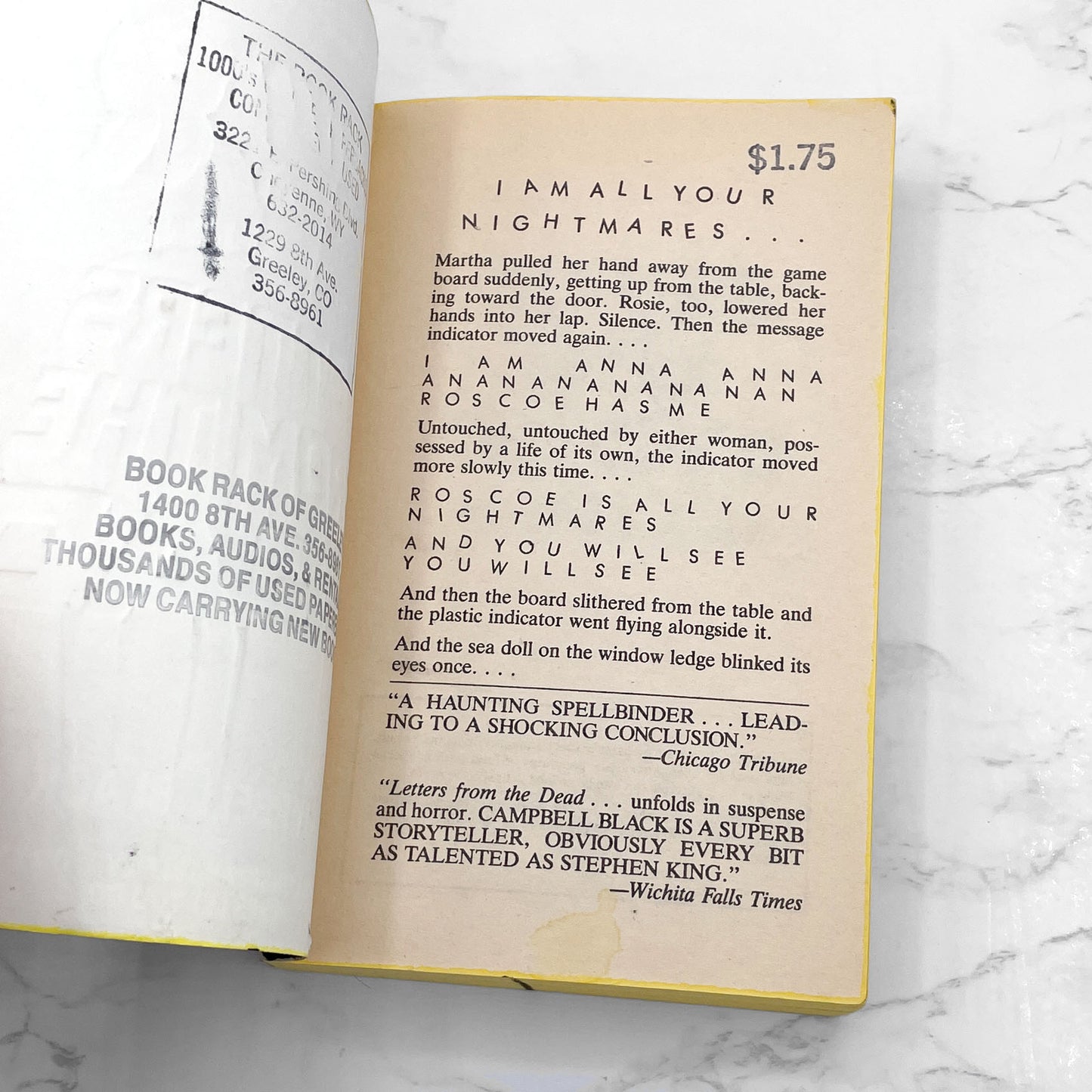 Letters from the Dead by Campbell Black [FIRST PAPERBACK PRINTING] 1986 • Pocket Horror