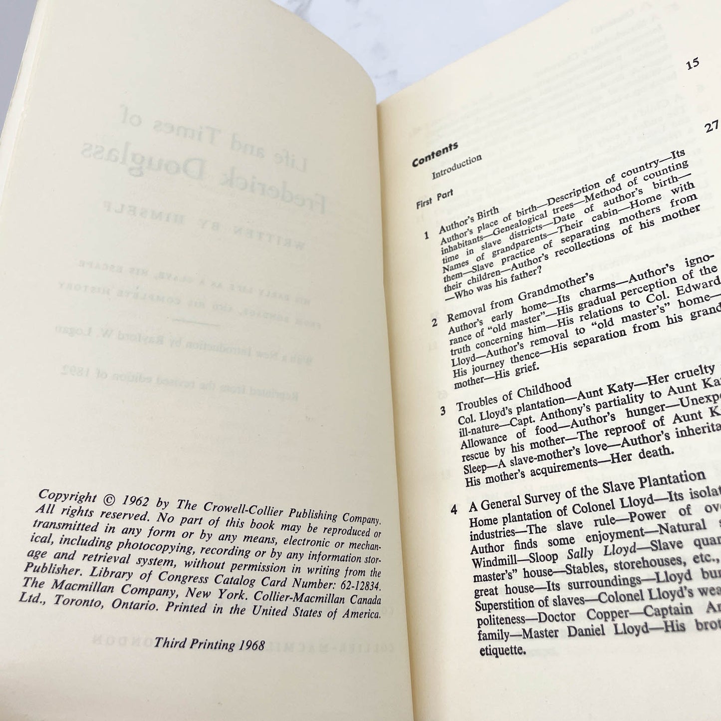 Life and Times of Frederick Douglass by Himself [TRADE PAPERBACK] 1968 • Collier Books
