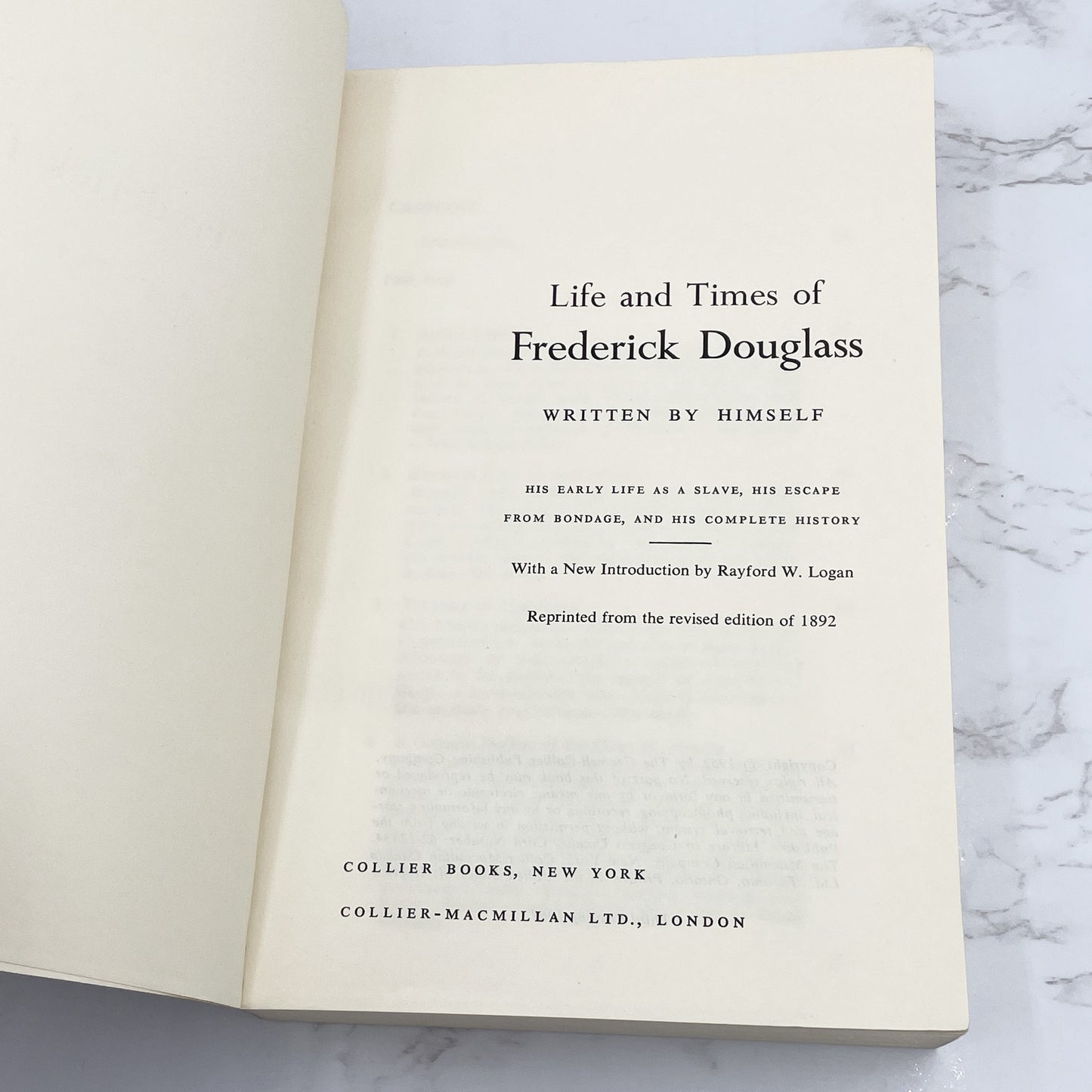 Life and Times of Frederick Douglass by Himself [TRADE PAPERBACK] 1968 • Collier Books