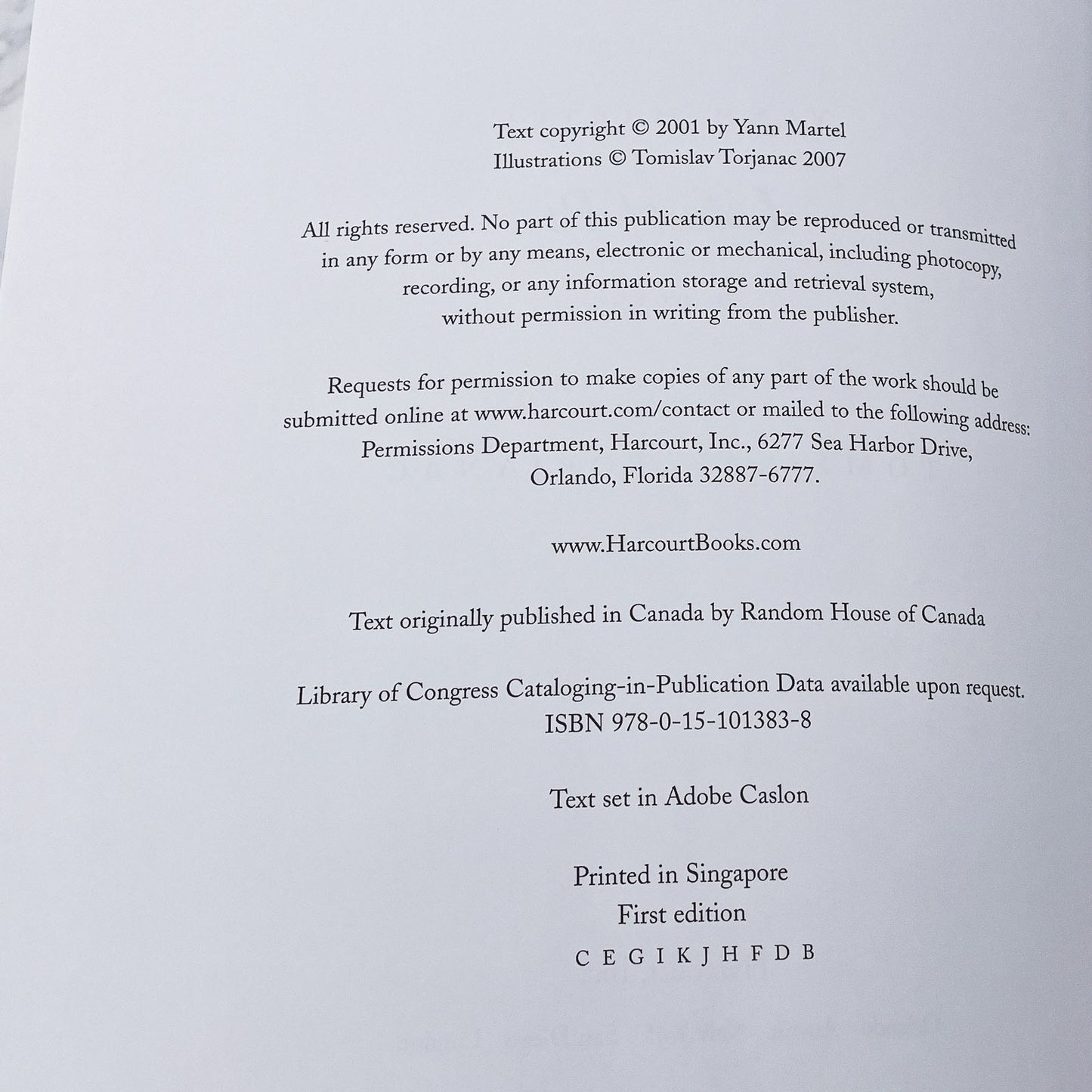 Life of Pi by Yann Martel & Tomislav Torjanac [DELUXE ILLUSTRATED EDITION] 2007 • Harcourt