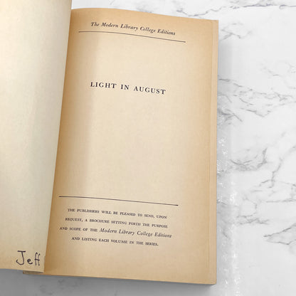 Light in August by William Faulkner [TRADE PAPERBACK] 1959 • The Modern Library